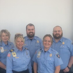 Pictured are Mario O'Neal, Janet McBrayer, Ervonia Stasko, Joseph Carpenter, Heather White, Casey Swindle, and Davian Lee Seven TSOs from Tupelo Regional Airport pose for a photo to recognize security officer appreciation week.
